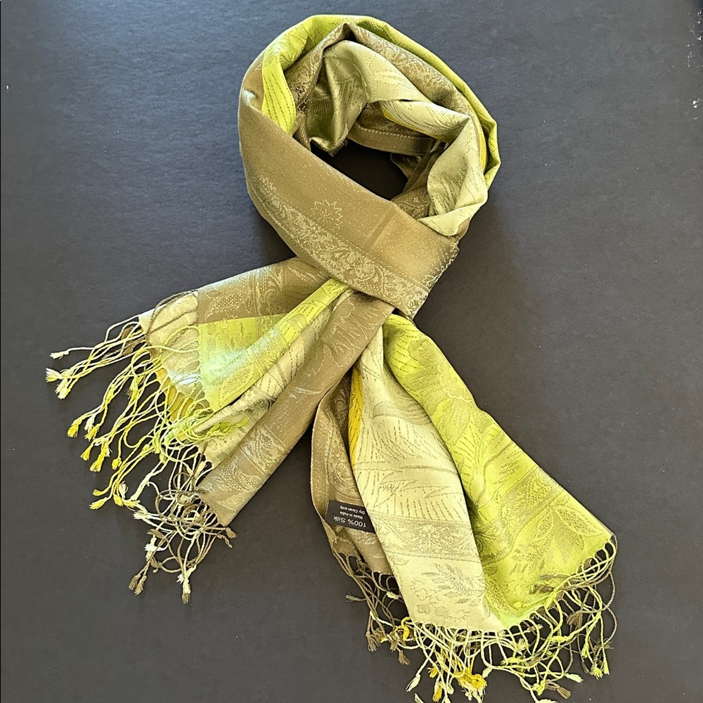 Beautiful Shades of Green 100% Silk Scarf Shawl